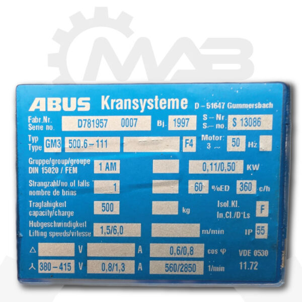 ABUS Elektrokettenzug GM3 / 500.6-111 – Bild 5