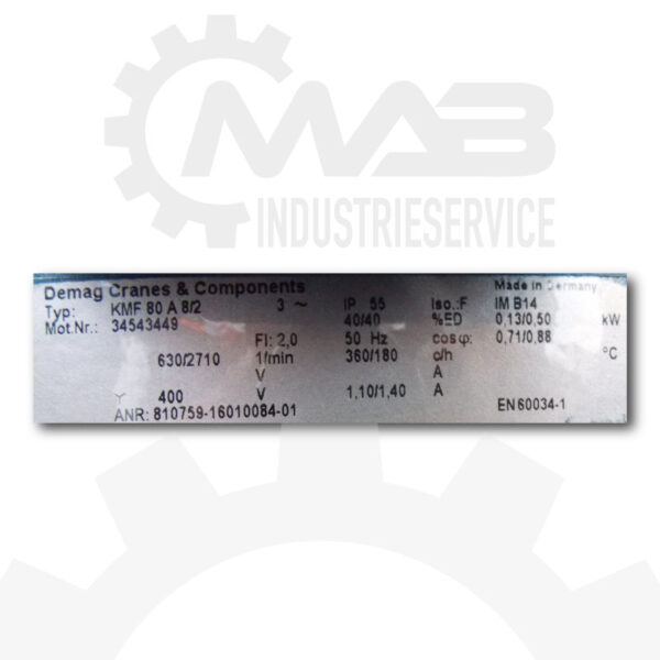 DEMAG Flachgetriebemotor KMF 8 A 8/2 mit AFM04 – Bild 5