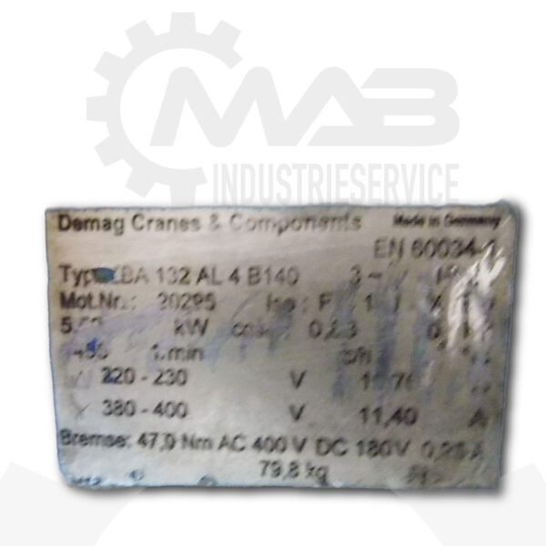 DEMAG 3~Motor Typ: ZBA 132 AL 4 B140 – Bild 10
