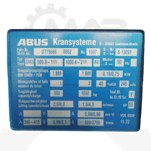 ABUS Kettenzug GM3 2-Strängig 1000 kg – Bild 5