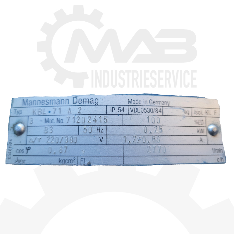 DEMAG Motor KBL 71 A2 – Bild 4