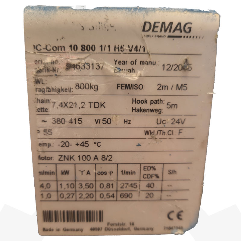 DEMAG Kettenzug DC-Com 10 800 1/1 H5 V4/1 – Bild 6