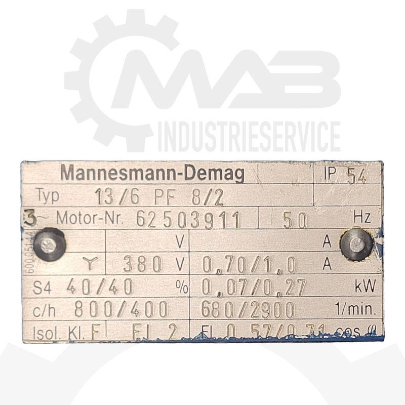 DEMAG Fahrmotor 13/6 PF8/2 – Bild 4