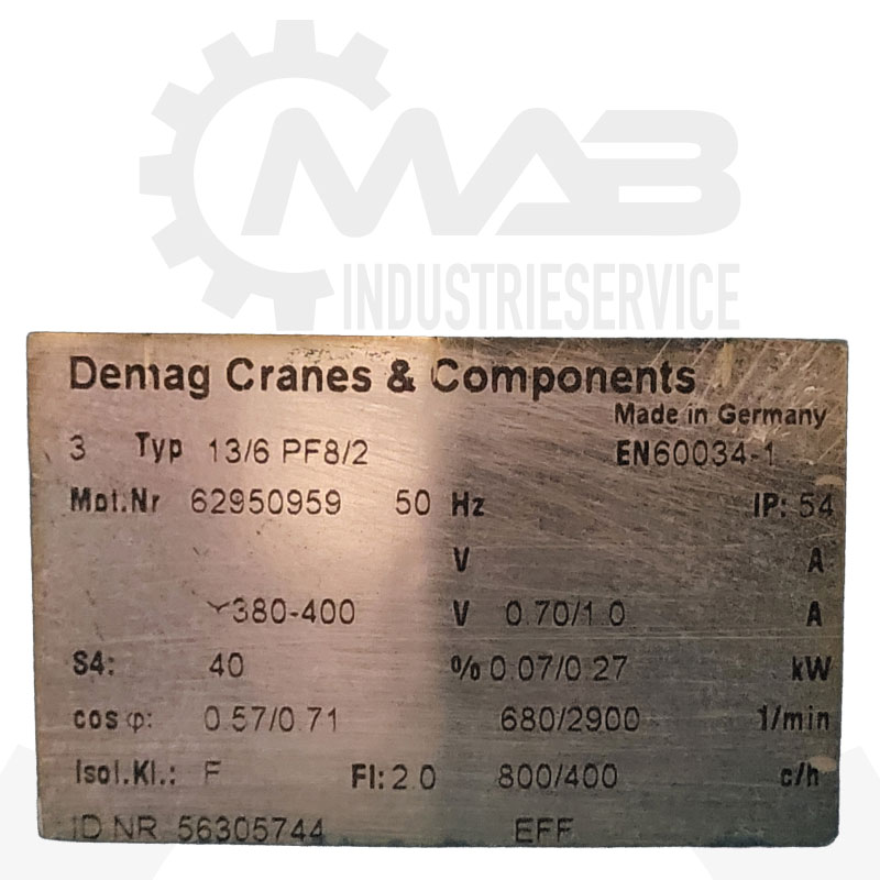 DEMAG Fahrmotor 56305744 13/6 PF8/2 – Bild 5