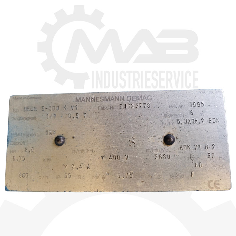 DEMAG Kettenzug Typ DKUN 5-500 K V1 – GRUNDZUG – Bild 6